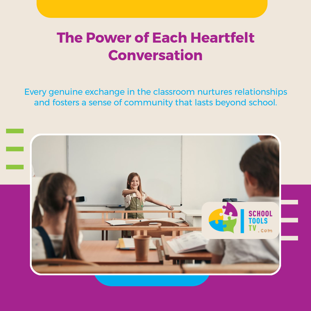 RustyMayVideos's tweet image. The Power of Each Heartfelt Conversation

Every genuine exchange in the classroom nurtures relationships and fosters a sense of community that lasts beyond school. ✨

#HeartfeltConversations  
#BuildingCommunity  
#NurturingRelationships