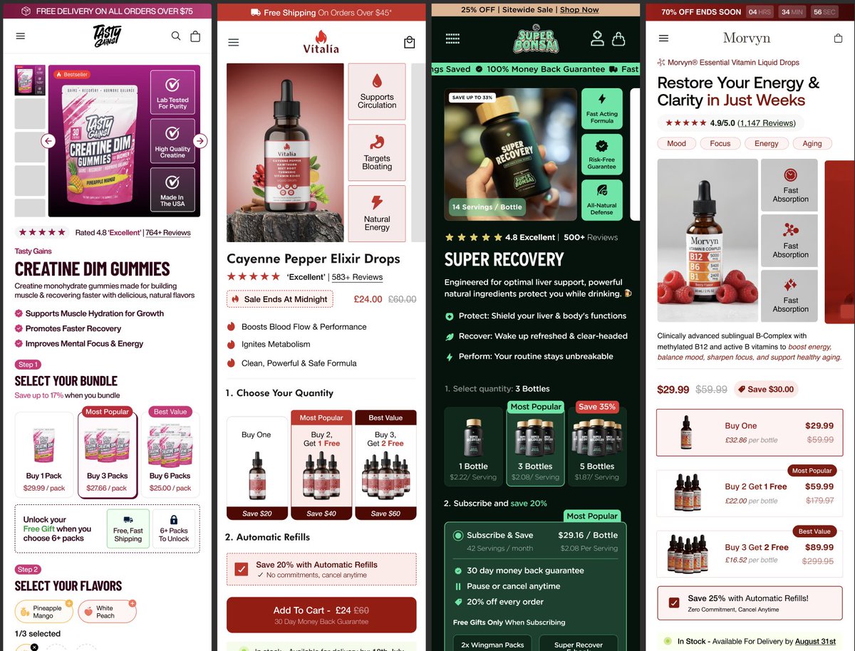 Most brands set their offer at launch and never test it again.

Its one of the biggest levers you have on CVR and AOV. We test offer variants on almost every build, bundle structure, incentive framing, thresholds, stacking order.

The offer thats been live for a year is usually