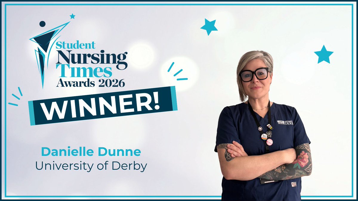 NursingTimes's tweet photo. Well done to Danielle Dunne at @UniversityOfDerby, our University Educator of the Year winner! The judges thought their "passion, enthusiasm and hard work" made them stand out and shine. Congratulations Danielle! #SNTA2026 https://t.co/Igd70tgsYT