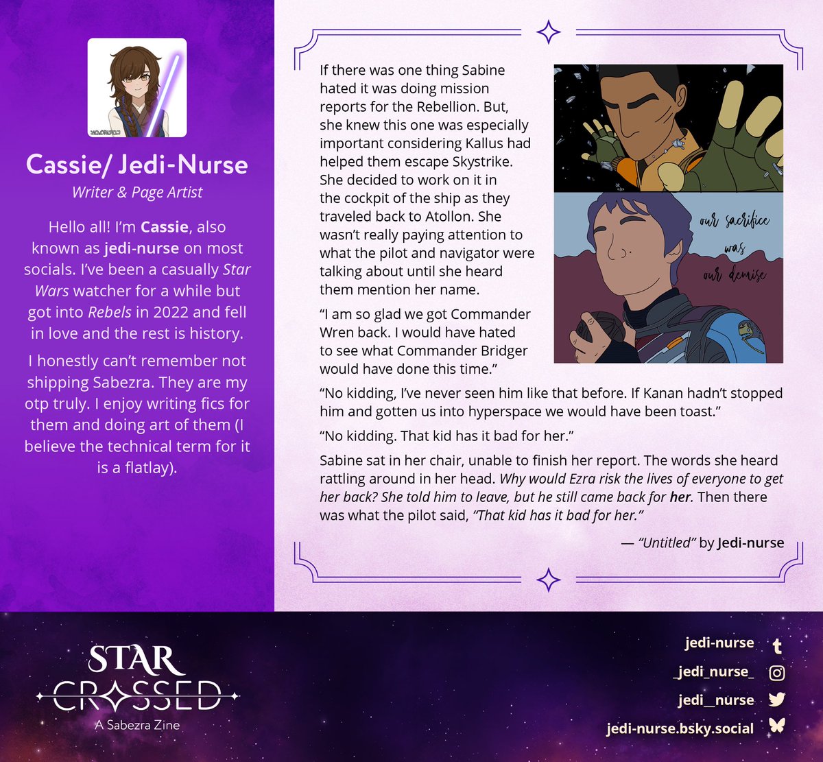crossed82009's tweet image. Meet #starcrossed #sabezra #fanzine writer and artist Cassie! tumblr.com/star-crossed-s…