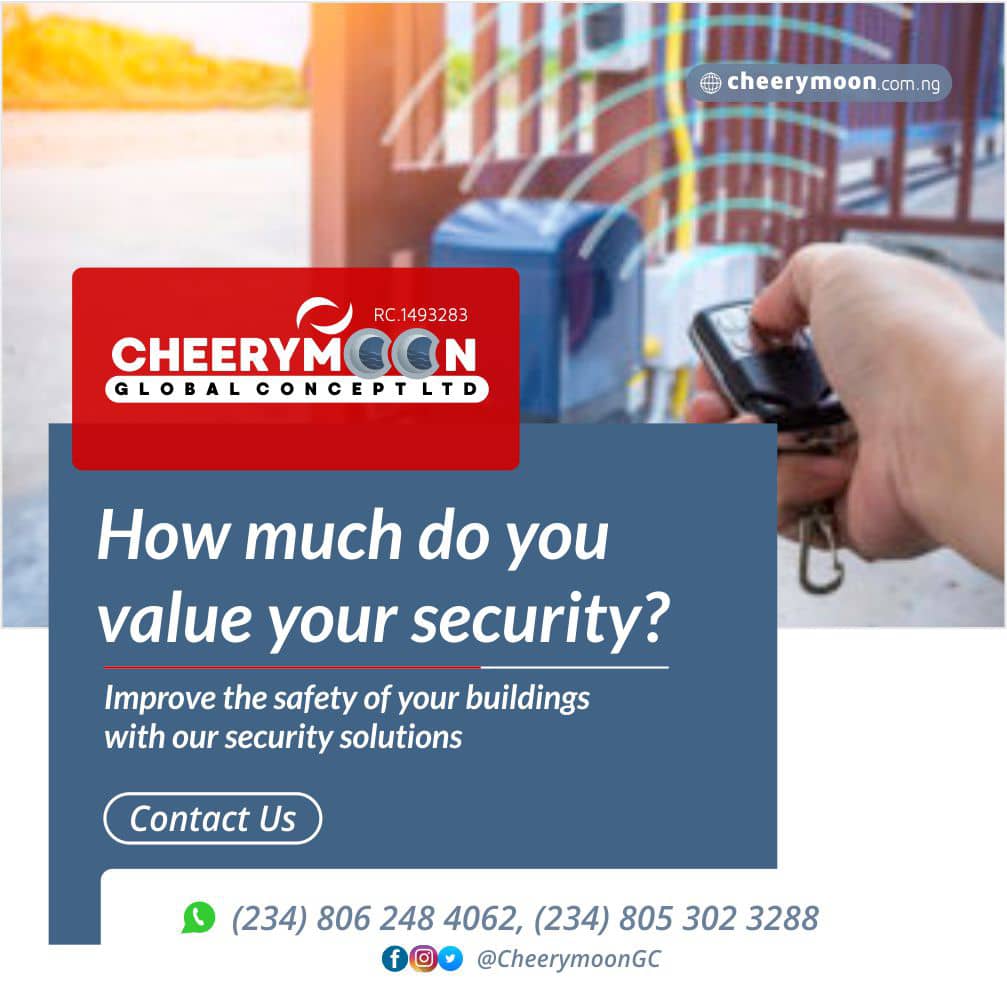 cheerymoongc's tweet image. How much do you value your security? 🔐 Improve the safety of your buildings with our trusted security solutions. Contact us today.
📞 08062484062 | 08053023288
#SecuritySolutions #SmartSecurity