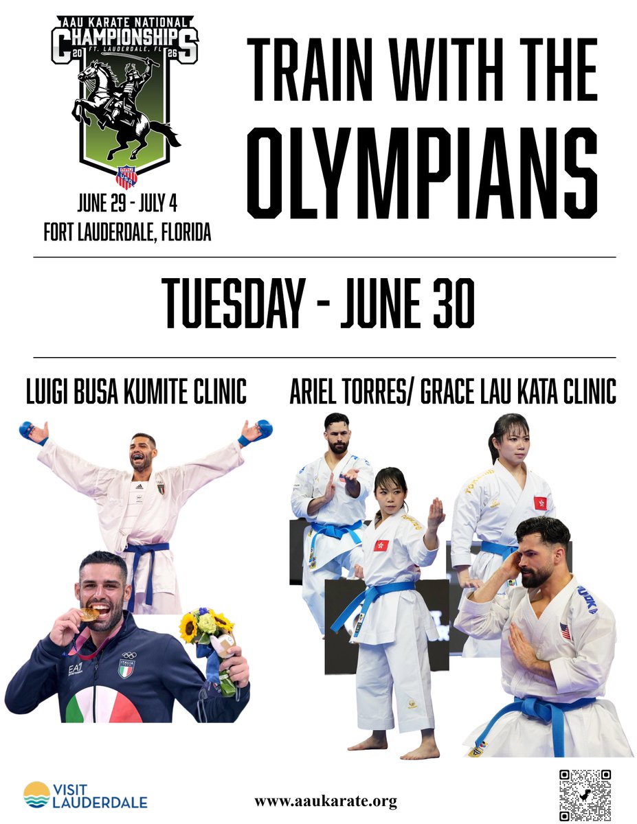 AAUUSAKarate's tweet photo. On behalf of the AAU Karate Program we would like to invite you to the 2026 AAU Karate National Championships, June 29 - July 4, in Fort Lauderdale, Florida.

Event information: https://t.co/T7K7HWDkEu

Event Registration: https://t.co/qDDAbOQ6Ie https://t.co/pIQeTkU33h