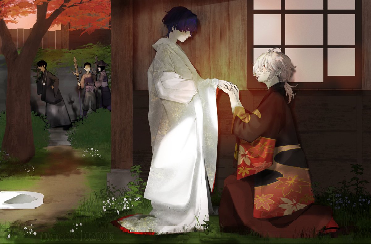 "I think of you constantly, endlessly, relentlessly." 
"Let's run away, my love."
#Kazuscara #Kazuha #Scaramouche