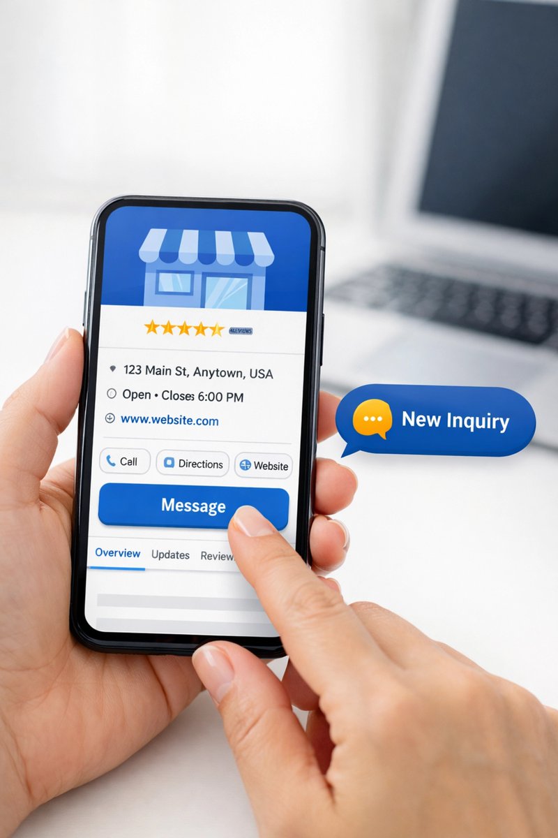 WebDesignerNora's tweet image. Meet customers where they are: on Google. 📲 Zero-Click SEO wins leads without a website click. Google Business Profile Messaging is direct and fast; what customers expect. Is your 'Message' button active? 💬

#LocalSEO #GBP #SmallBiz #DigitalPresence