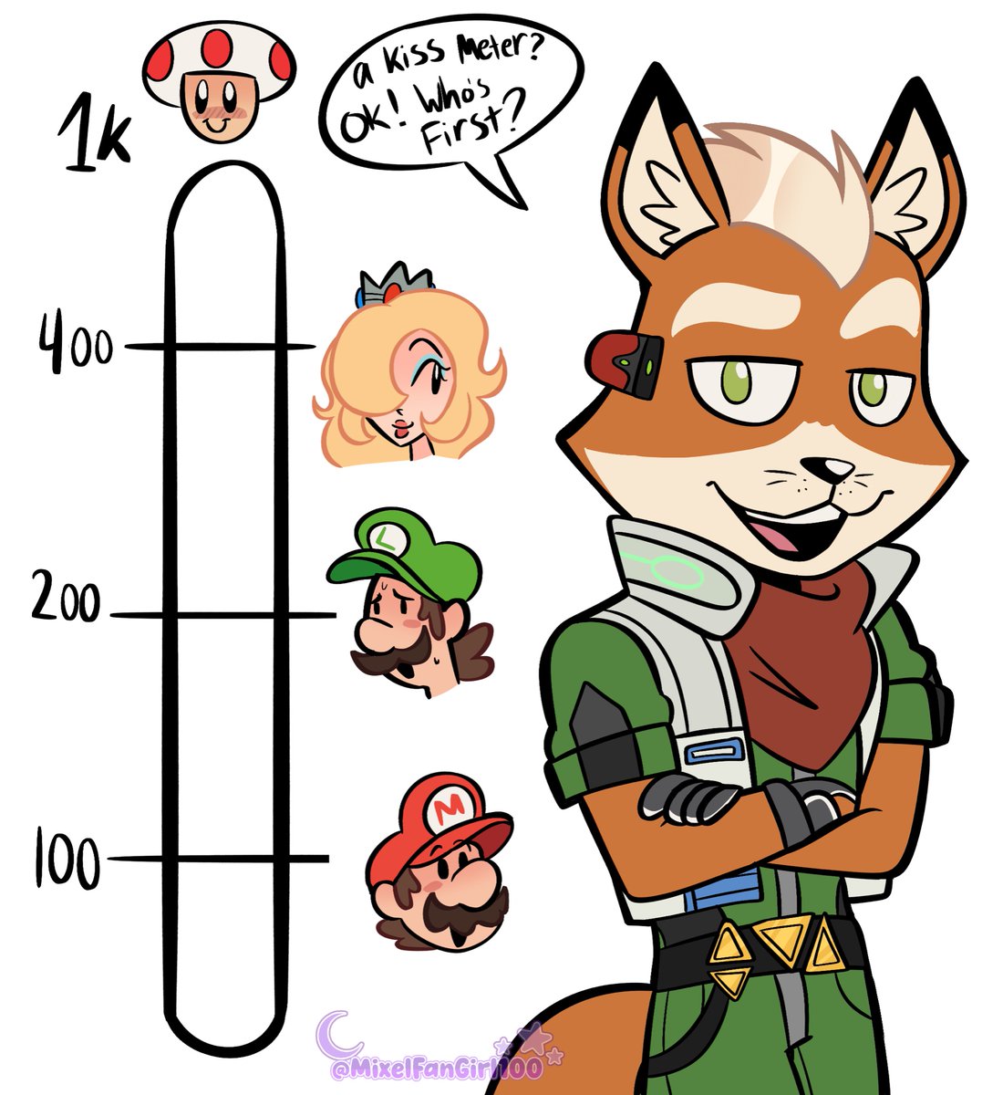 Mixelbackup100's tweet photo. Fox McCloud Kiss Meter!!
Have fun to reach :3
#thesupermariogalaxymovie #mariomovie #foxmccloud #starfox #kissmeter https://t.co/40EqnLB9Tt