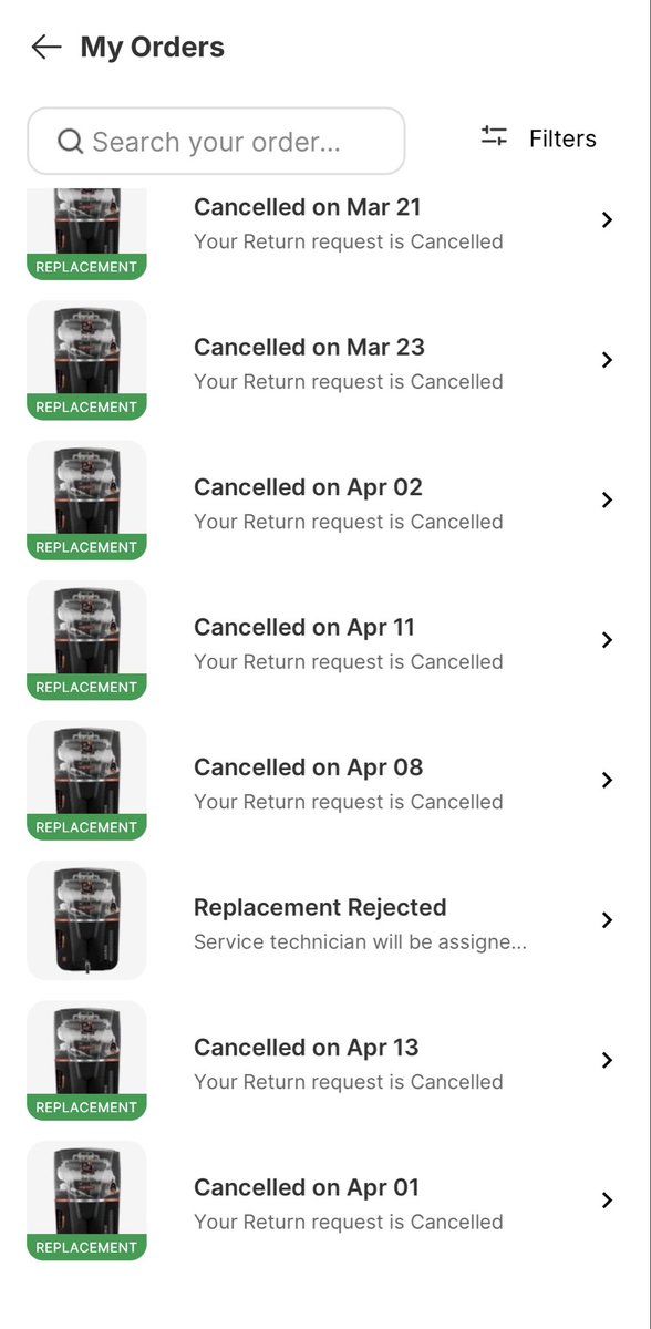 DinseMathew's tweet image. Very bad service from Flipkart 
It’s almost one month that purchased a product which is defective product, after installation I come to know that the Aqua Water Purifier is not purifying the water. And made 34 calls to Flipkart
#flipkart #Aquafresh
Order ID : OD437027688361253100