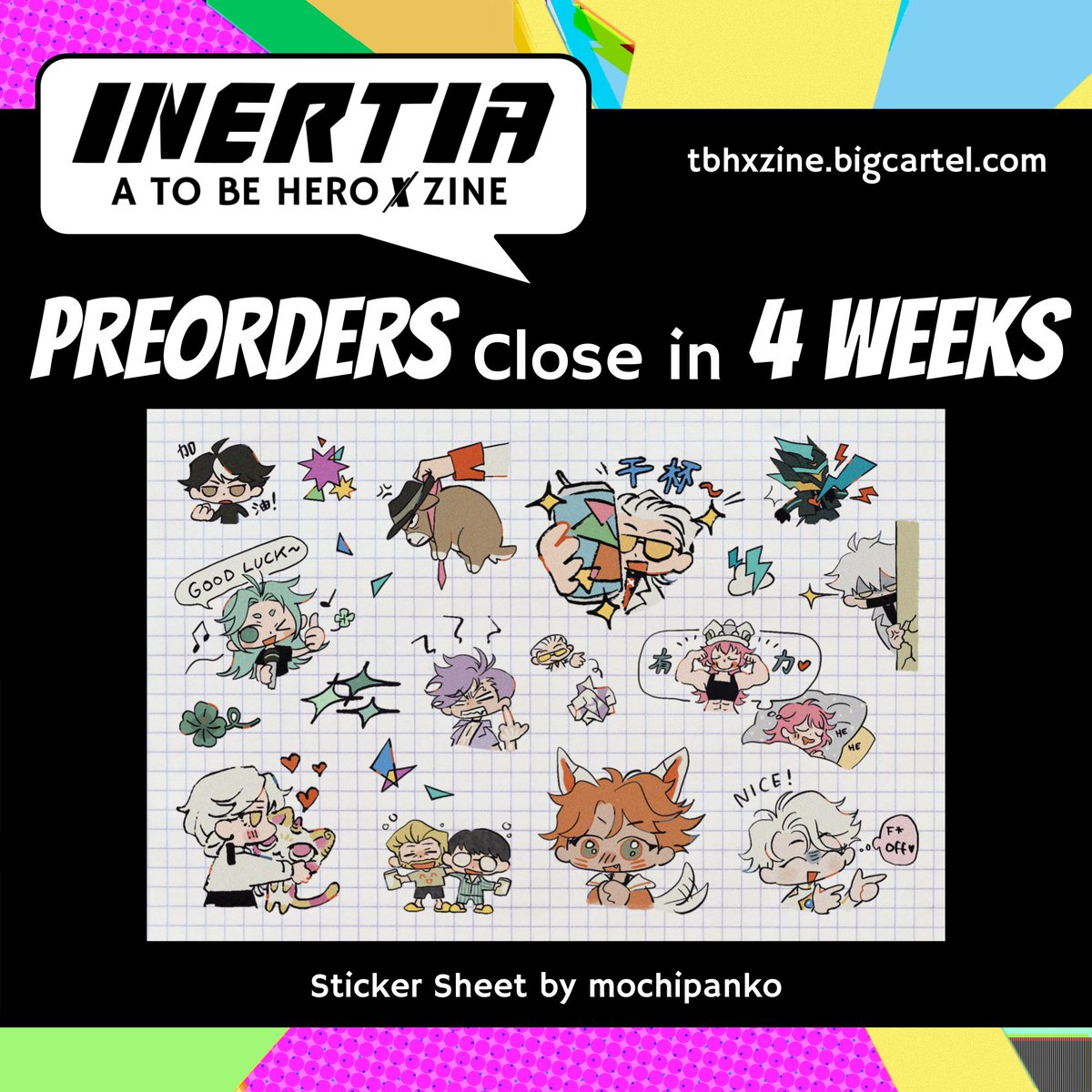 ToBeHeroXZine's tweet photo. 💥 PREORDERS CLOSE IN 4 WEEKS 💥

There are 4 weeks until preorders close! Check out our sticker sheet by @mochiipanko!
 
🛒 https://t.co/1SICtiDAZZ https://t.co/Xda6b8PPR1