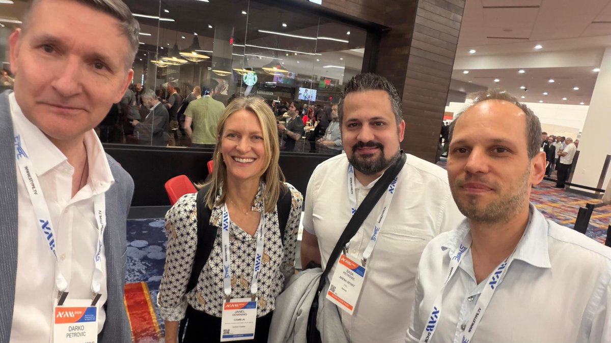 useCamb_AI's tweet photo. What a week 🇺🇸

Janel, Jay, and Felix spent the last few days at @NABShow , PEAK | SportsTech Conference, and @Google Cloud Next '26 three conferences, three connected industries, and some great conversations about the future of AI in sport, media, and entertainment.

Whether it was discussing live multilingual commentary with broadcasters and rightsholders, or showcasing MARS8 on Google Vertex AI, it was a reminder of just how much momentum there is in this space, and how central voice AI is becoming to it.

Thanks to everyone who stopped by to chat. 

We look forward to being back next year!
