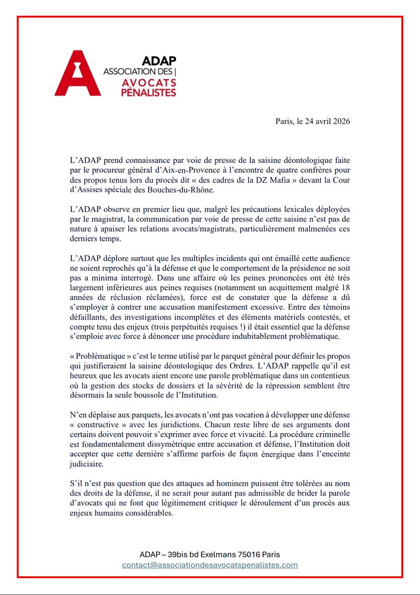 Association des Avocats Pénalistes tweet media