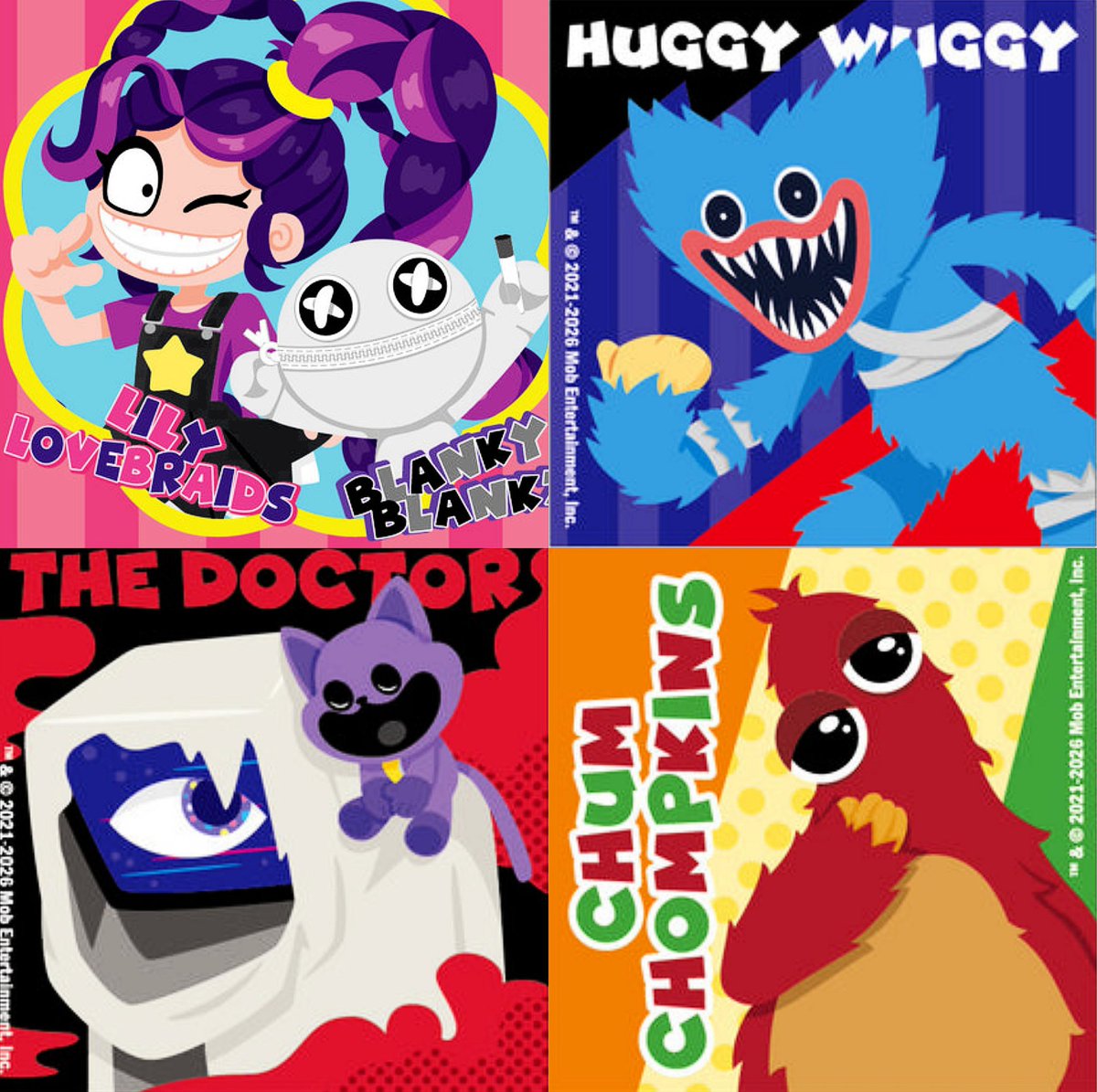 mascotmassacre's tweet photo. 🎨 NEW Official Poppy Playtime Artworks featuring Lily Lovebraids, Chum Chompkins, Withered Huggy Wuggy, The doctor and More! 

Which piece of artwork from here is your most favourite?

#PoppyPlaytime https://t.co/fZ5xFKXG4H