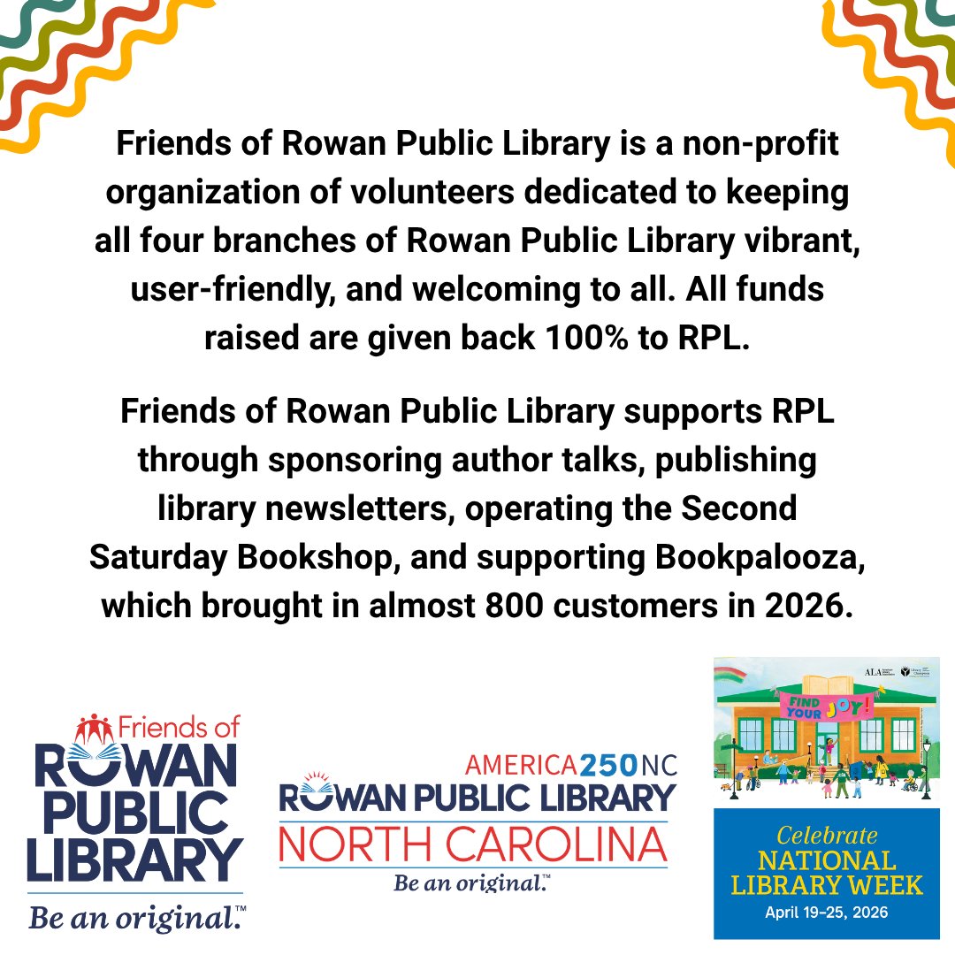 rowanlibrarync's tweet photo. It's almost the end of #NationalLibraryWeek, and we couldn't let the celebration pass without mentioning Friends of RPL. Thank you, Friends of RPL members, for dedicating your energy into making RPL a vibrant community resource for people of all ages. #LibraryJoy https://t.co/D0EBbi43CI