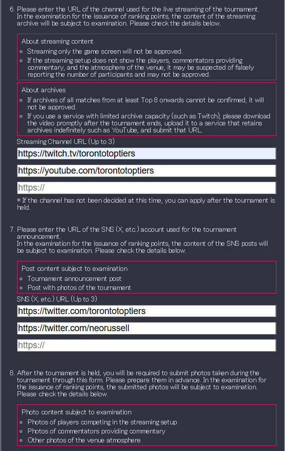 NeoRussell's tweet image. I applied Northern Battles on May 9th as Tekken World Tour Dojo stop.

As expected by their new rules, there are new fields to fill in now. Please disclaimers to be wary of.

Good luck TOs. May your events be as successful.

#TWT2026 #Dojo 

tekken-esports.bn-ent.net