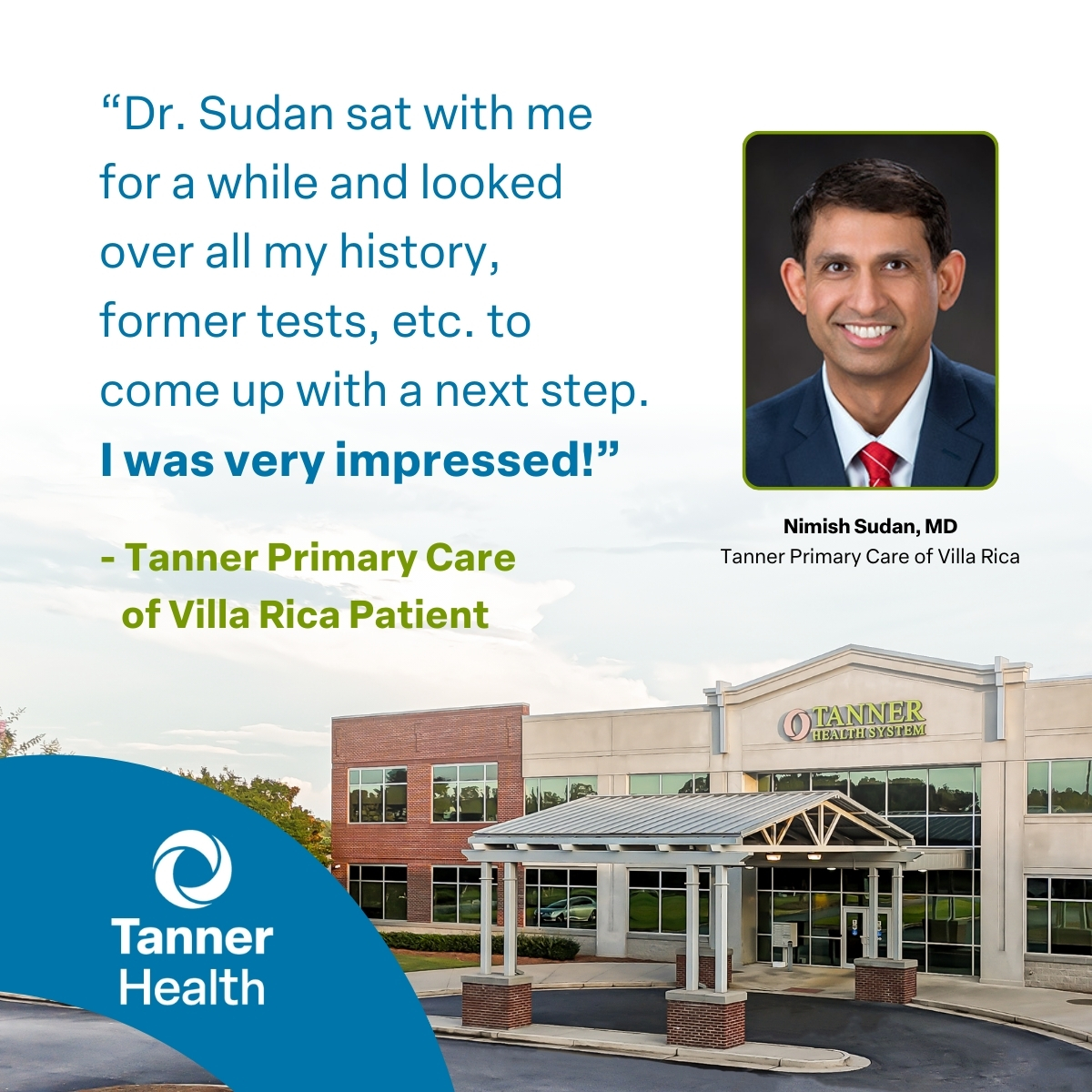 TannerHealth's tweet photo. Thoughtful primary care means reviewing your history, listening carefully and planning next steps together. Schedule an appointment with Nimish Sudan, MD, or find the right primary care provider for you: https://t.co/WxfNDCvdcE 

#PrimaryCare #TannerPrimaryCare #TannerHealth https://t.co/H2L021YuWP