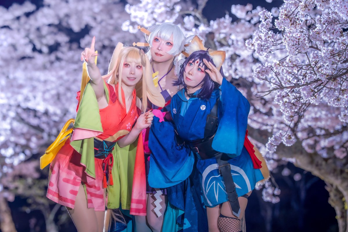 夜桜に3人で🌃🌸
Photo:ソランさん(<a href="/soran8448/">ソラン</a>)
#コスプレ桜祭26 #北陸超かぐ姫併せ26