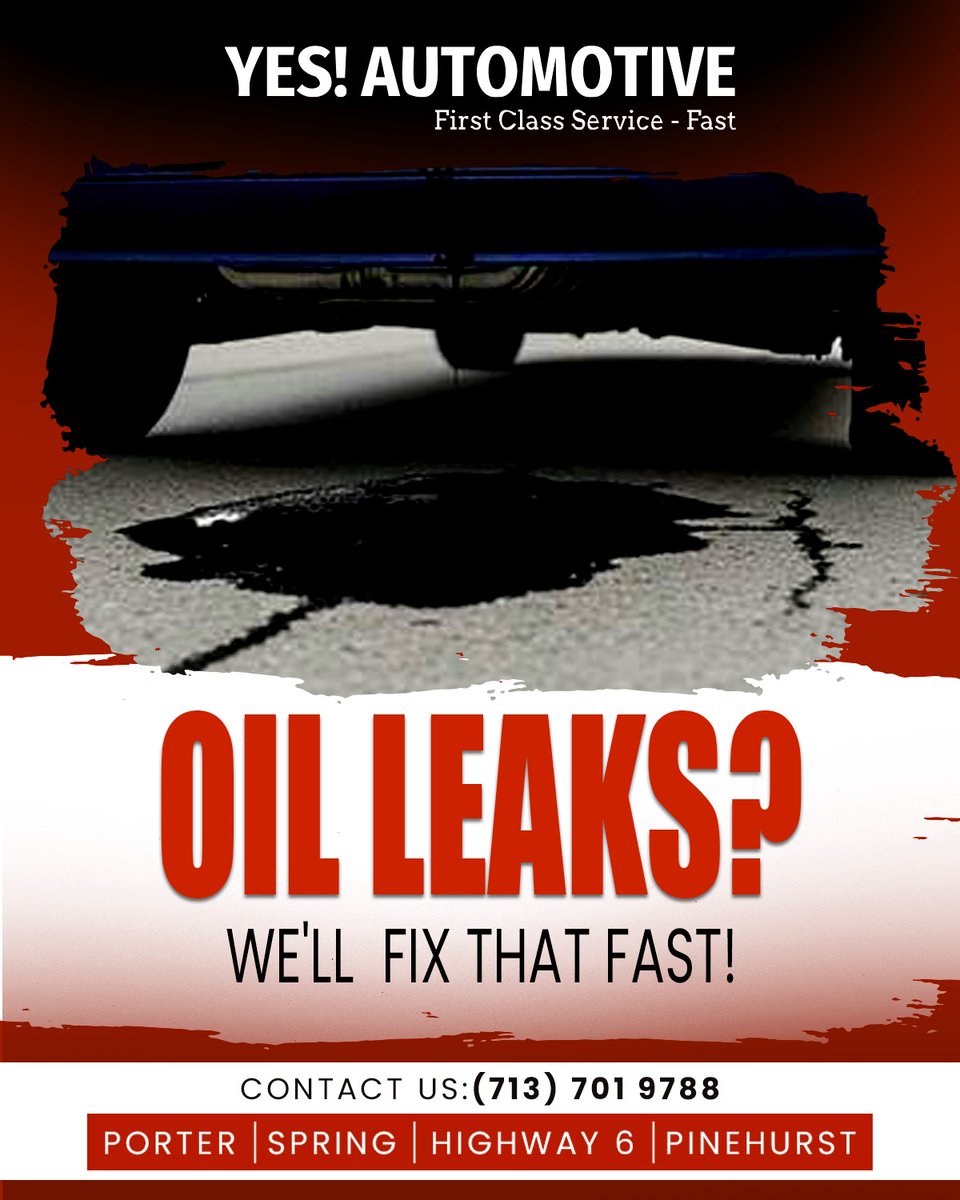 yes_automotive's tweet image. Seeing oil spots where you park? That’s a leak you shouldn’t ignore.

#YesAutomotive #OilLeakRepair #EngineCare #AutoRepairHouston #CarMaintenance #Houston