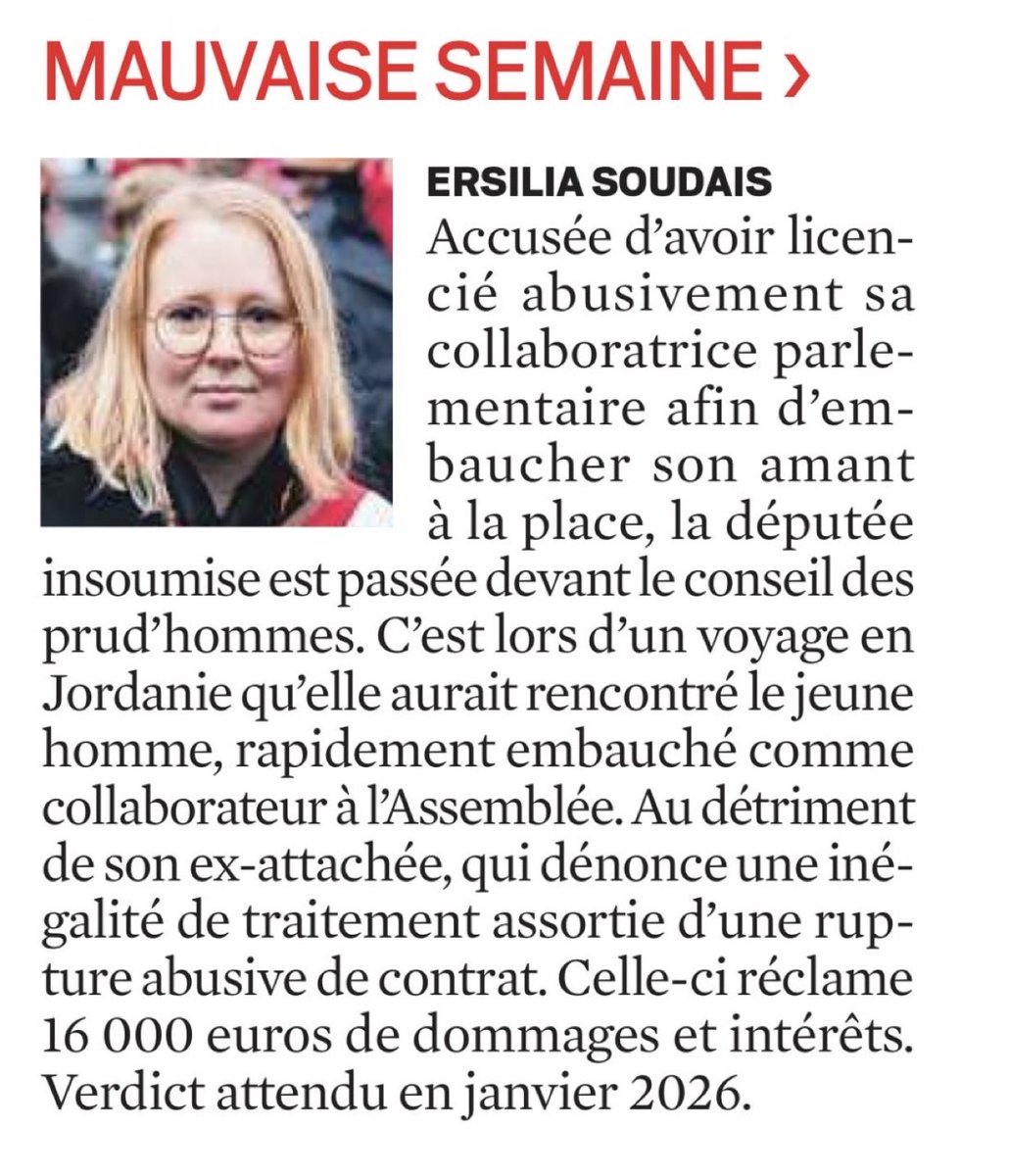 Parler d'exploitation tout en étant accusée d'avoir viré une collaboratrice pour salarier son propre amant avec l'argent du contribuable... 

Le culot n'a vraiment aucune limite chez vous. Balayez devant votre porte avant de faire la morale. 🤡