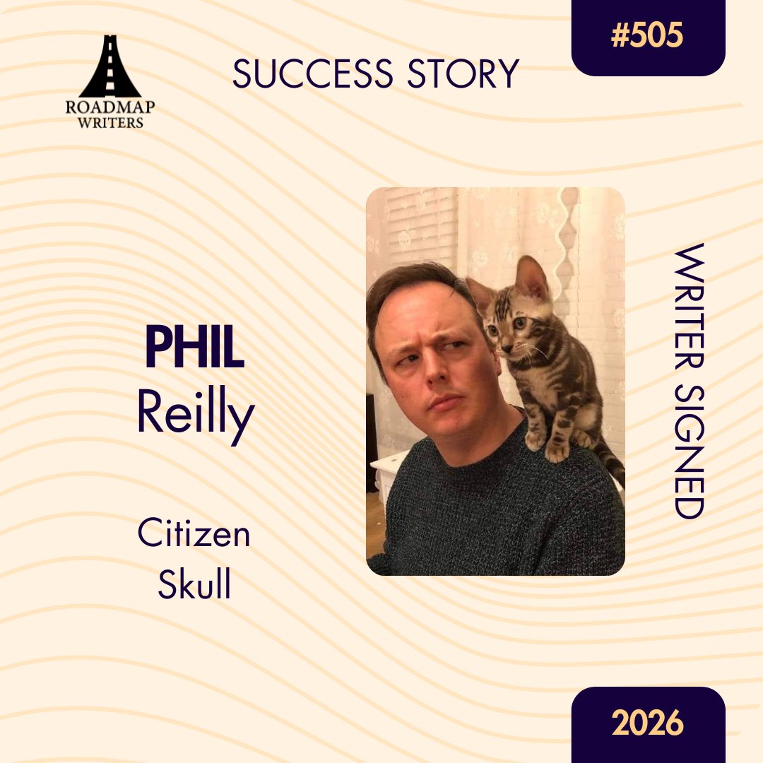 roadmapwriters's tweet image. Congratulations to our 505th writer signed, Phil Reilly! 🎉

Phil signed with Citizen Skull through our Career Writer Program 🔥

#RoadmapWriters #SuccessStory