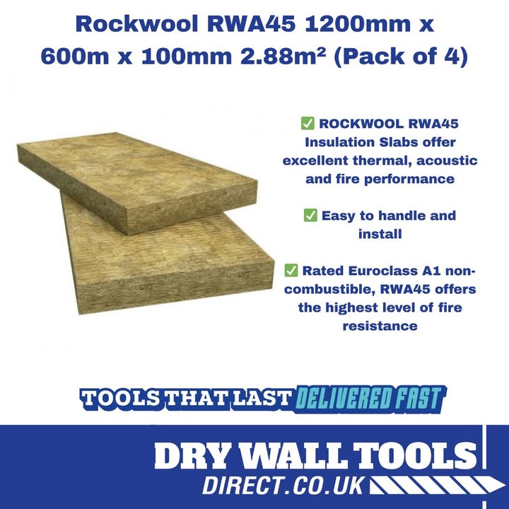 Upgrade your insulation with ROCKWOOL RWA45 – a dependable solution for both general building projects and specialist applications.

Shop now at Drywall Tools Direct: ow.ly/1m1Q50YpZSB