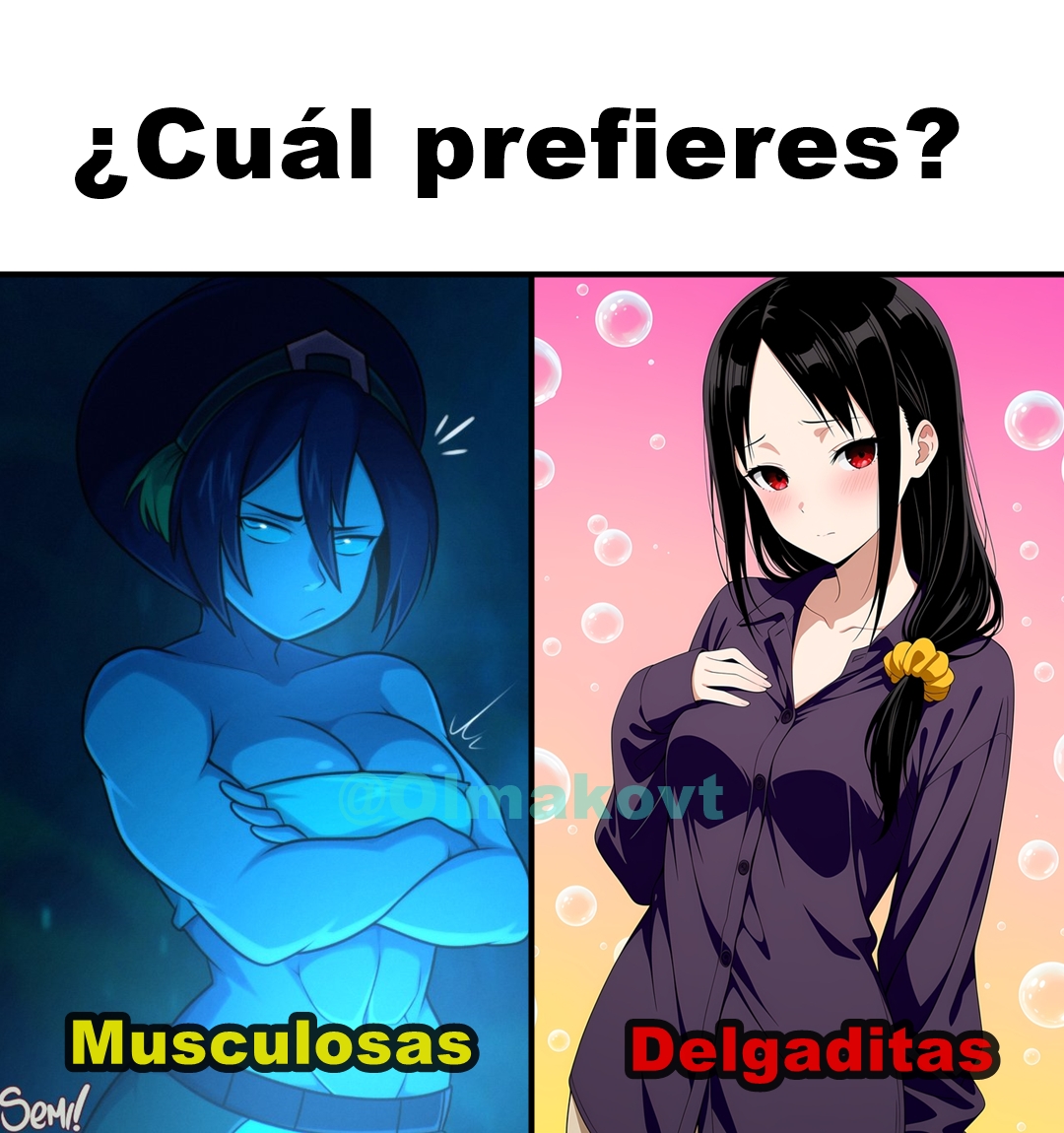OlmakoVt's tweet image. ¿Qué Prefieres? #1🤔 
#anime #waifu #meme