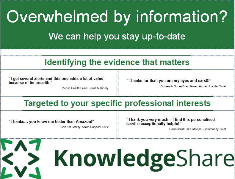 bucksnhslibrary's tweet image. ✨Interested in receiving the latest high-level evidence in your field?
Sign up for our KnowledgeShare current awareness service here:
buckshealthcare.nhs.libguides.com/library/knowle…
#BHTLibrary #currentawareness #evidencebased