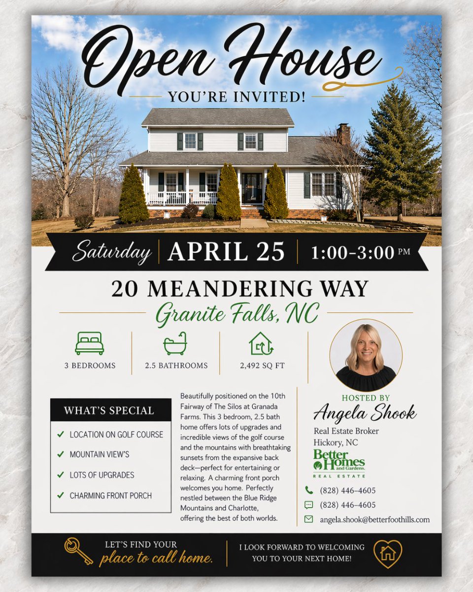 HickoryNCHomes's tweet image. #OpenHouse in Granite Falls on Saturday April 25th from 1-3pm
📷 CALL 828-446-4605 to see it BEFORE SATURDAY
📷 CLICK for more pictures and information &amp;gt;&amp;gt;
properties.betterfoothills.com/.../20-meander…
📷 Beautifully positioned on the 10th Fairway of The Silos at Granada  Farms. This 3 bedroom 2 1/2