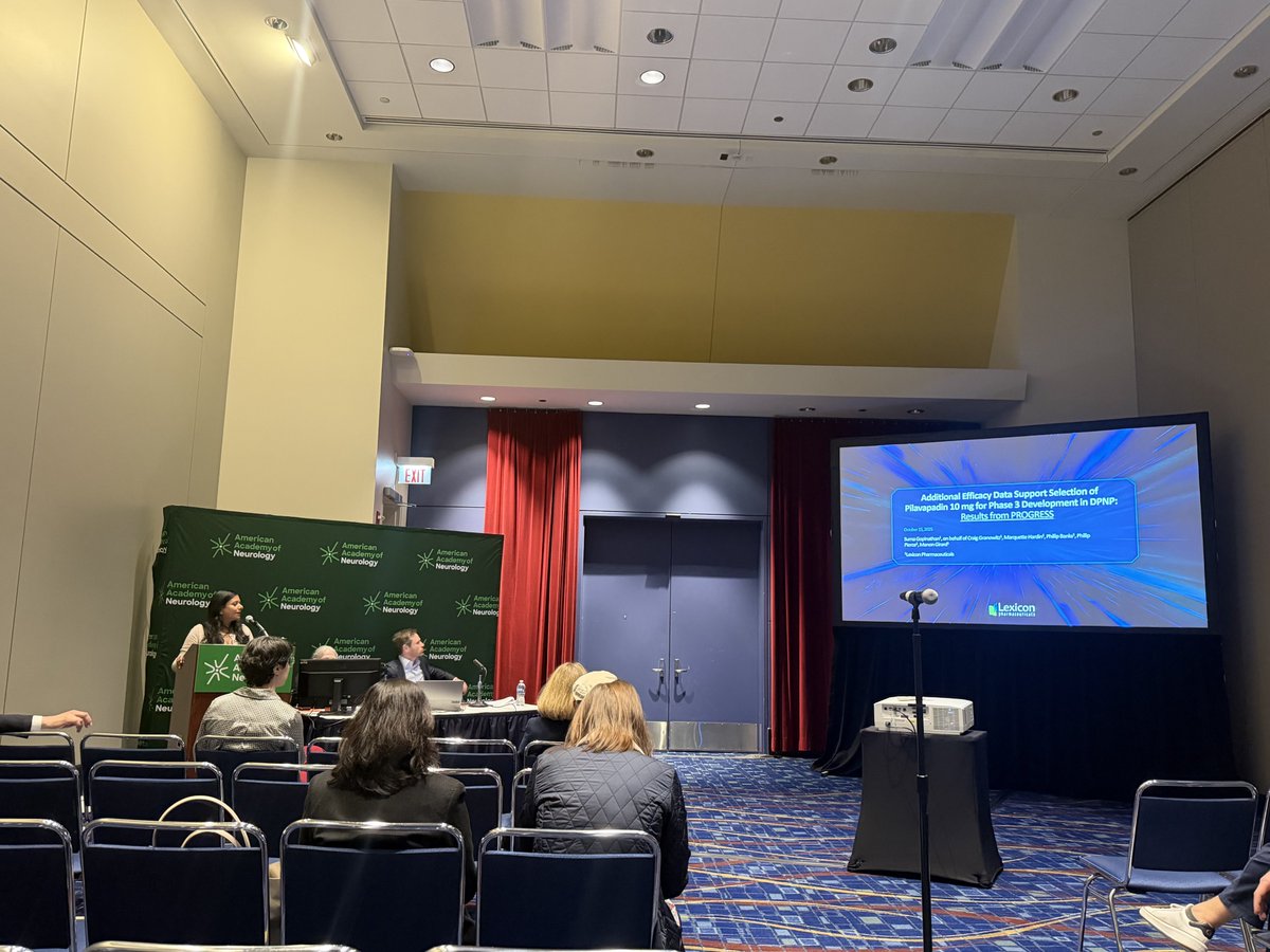 LexPharma's tweet photo. Glad to be at AAN 2026 this year, where Lexicon shared Phase 2b PROGRESS results supporting a 10 mg dose for Phase 3 development in DPNP, along with new preclinical data. Learn more: https://t.co/zckU2uImPS #AANAM https://t.co/MHjD1iD9KO