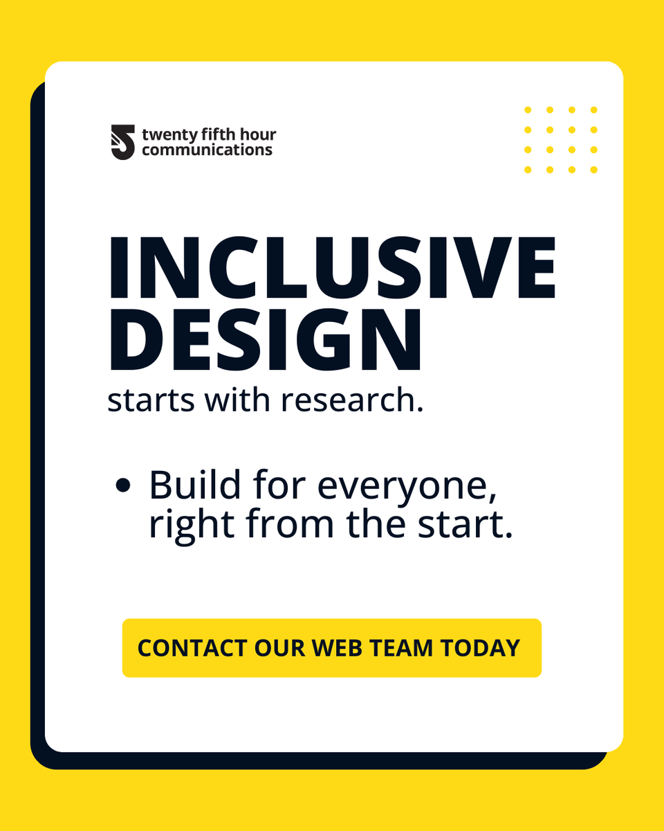 25thHourComm's tweet photo. Accessibility is the lens we use to ensure no user is left behind. Let’s build something for everyone. 🔗Contact our web team through the link in bio. https://t.co/yII7kv4Uo2