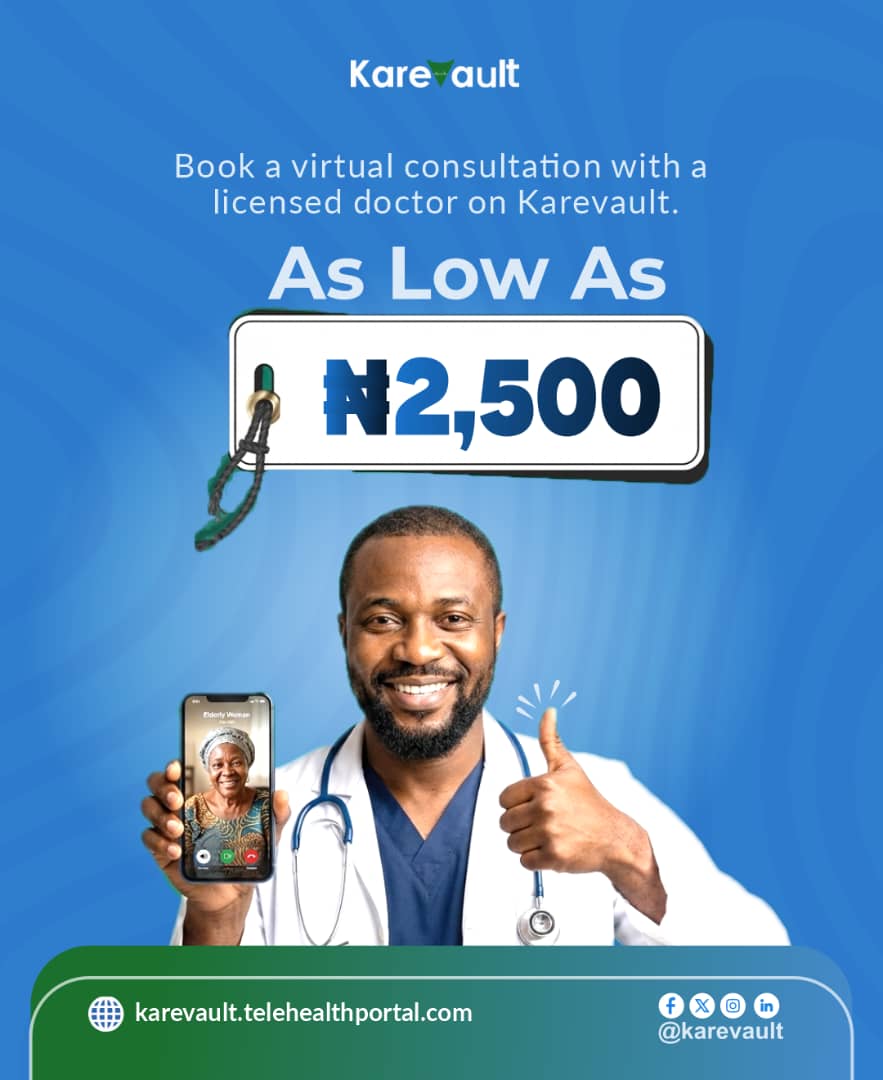 Starting today, Karevault is transitioning from our introductory free phase to a premium, affordable Telehealth model. 
How to Book:

Visit the link in bio to register and book 
Select your preferred doctor.
Book your session and get the care you deserve instantly.

 #Telehealth