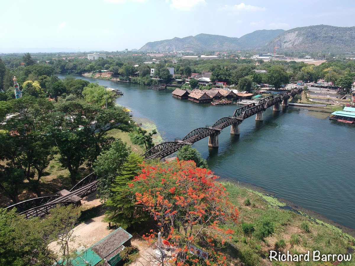 ThaiTrainGuide's tweet image. Drone photos of the Bridge over the River Kwai #Thailand