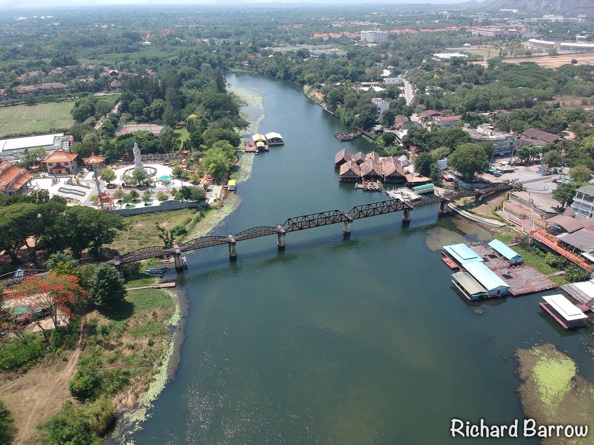 ThaiTrainGuide's tweet image. Drone photos of the Bridge over the River Kwai #Thailand