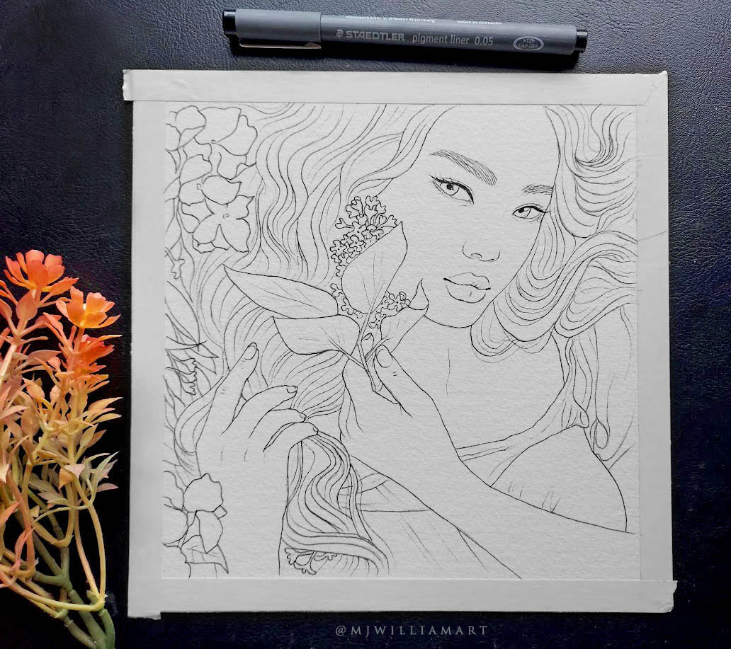 MJWilliamArt's tweet image. Another flower lady, ready to be painted.
📷#art #inkdrawing #portrait #floralart #traditionalartwork