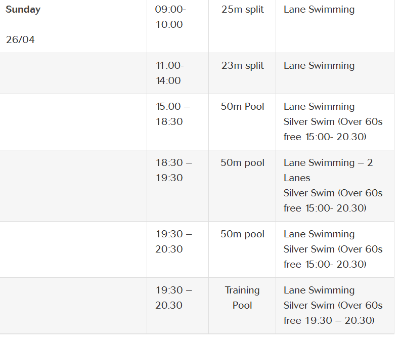 WalesNatPool's tweet photo. Have a look at our timetable change on Sunday 26th April. See you soon! #swimfit https://t.co/twmyeJCDq4