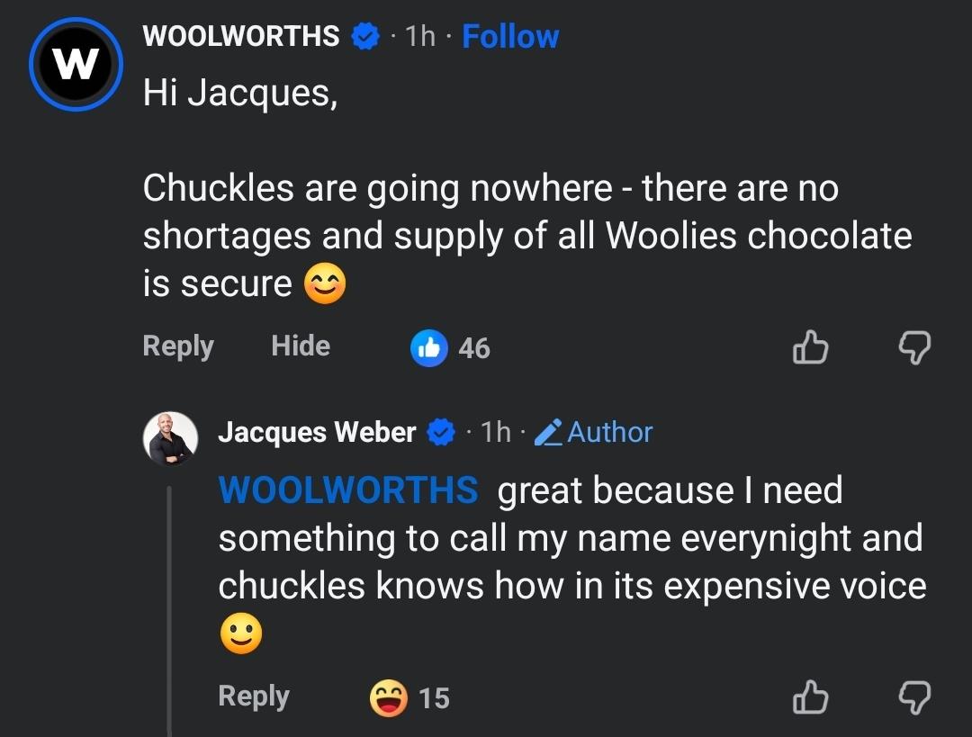 jacquesweber's tweet photo. @geordinhl @CyrilRamaphosa @WOOLWORTHS_SA has confirmed there is no need to panic! https://t.co/uUW81wd2Kt
