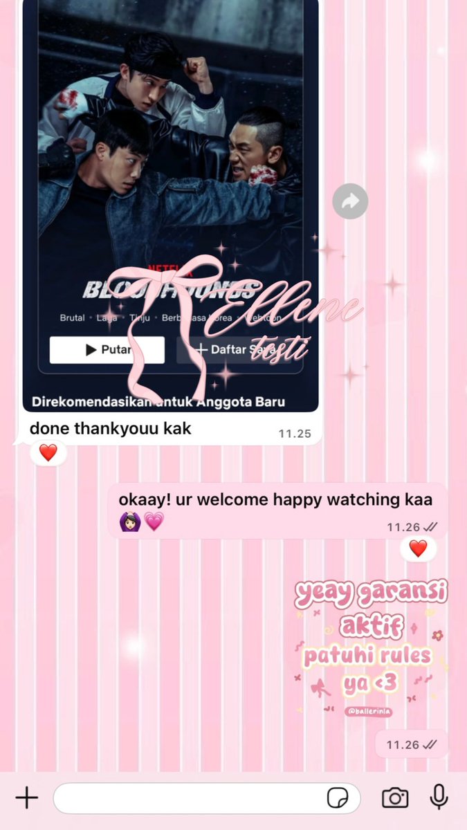 𐔌 NETFLIX 1U 7D ⋮ 18.000 .ᐟ 🎀 ֹ ₊ ꒱

 ៶៲៸ check more testi on t.me/lovellene ݁ 🐰💗 ⊹