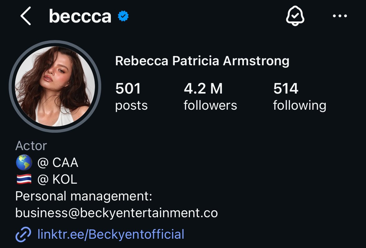 MaeNongB_TH's tweet image. [260424] @AngelssBecky Becky updated her IG profile :
🌎 @.CAA 
🇹🇭 @.KOL 

#beckysangels
#BeckyArmstrong‌ #CAA #creativeartistsagency
#BeckyEntertainment