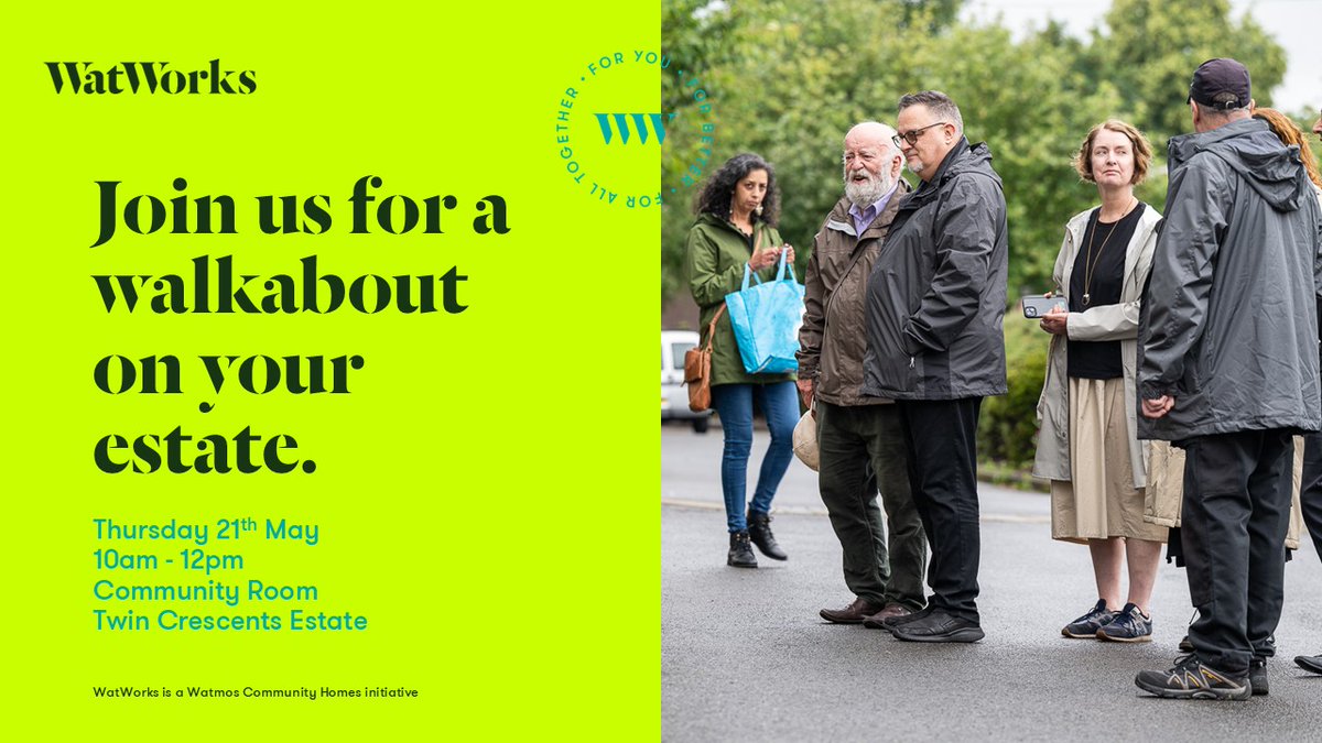 WATMOS_CH's tweet image. Are you a resident of Twin Crescents estate? Come and join us for a #walkabout on your #estate 

🗓️Thursday 21st May
🕙10am – 12pm
📍Community Room | Twin Crescents Estate #walsall

Get involved to help make your neighbourhood a better place to live.