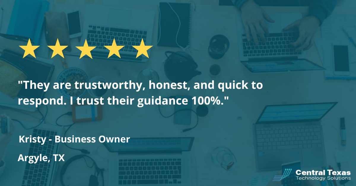 CTTSonline's tweet image. At CTTS, this level of trust is what we work to earn every single day. If your business is ready for proactive IT support that actually delivers peace of mind, let’s talk. 💼🔒

#CTTSonline #GeorgetownTX #AustinTX #RoundRockTX #ManagedITServices #BusinessGrowth #Cybersecurity