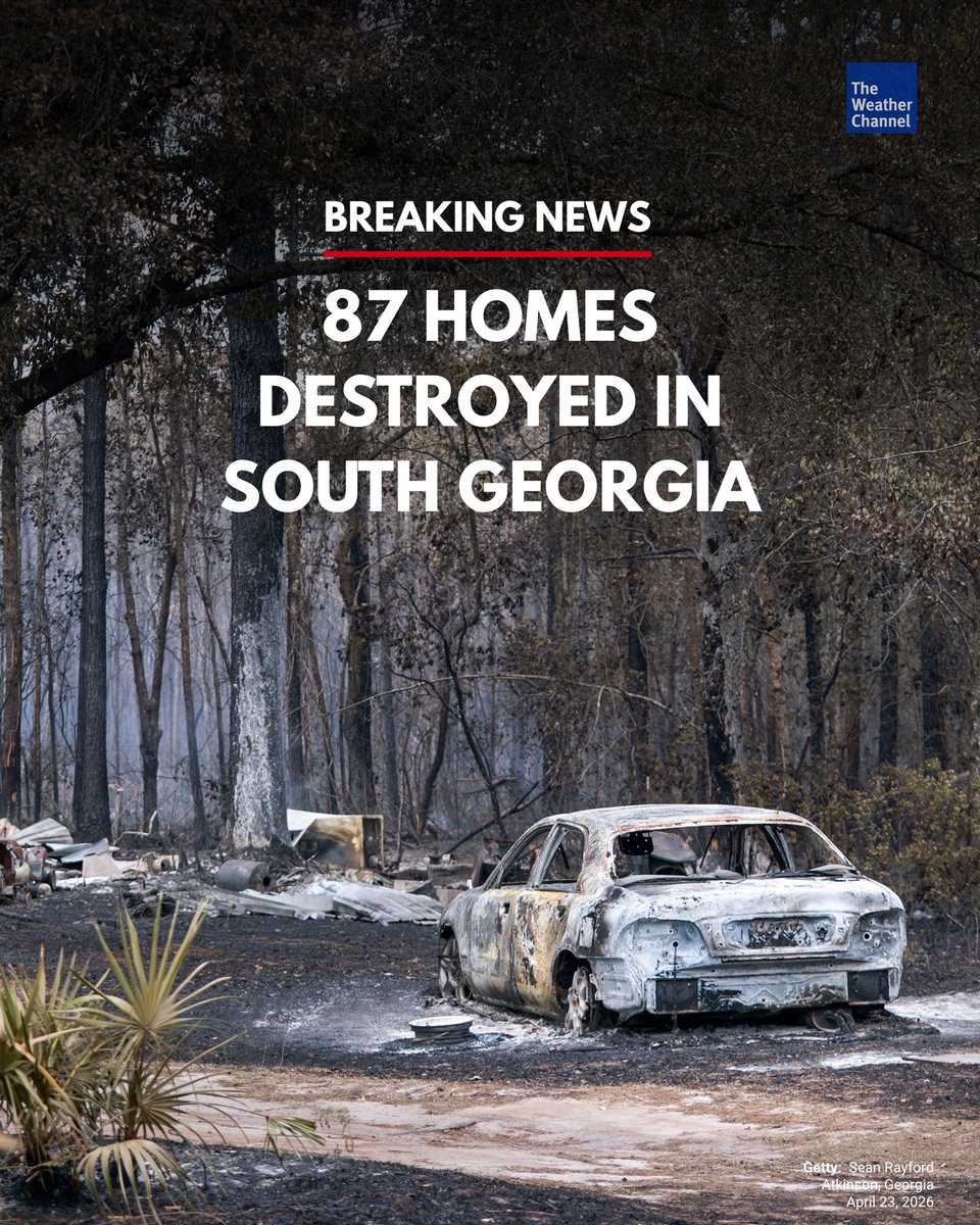 BREAKING: The Highway 82 Fire in Brantley County has destroyed at least 87 homes, according to WSB-TV, and is threatening 1,000 more. This fire is ongoing and was last reported at 15% containment on Thursday evening. 
weather.com/health/breathi…