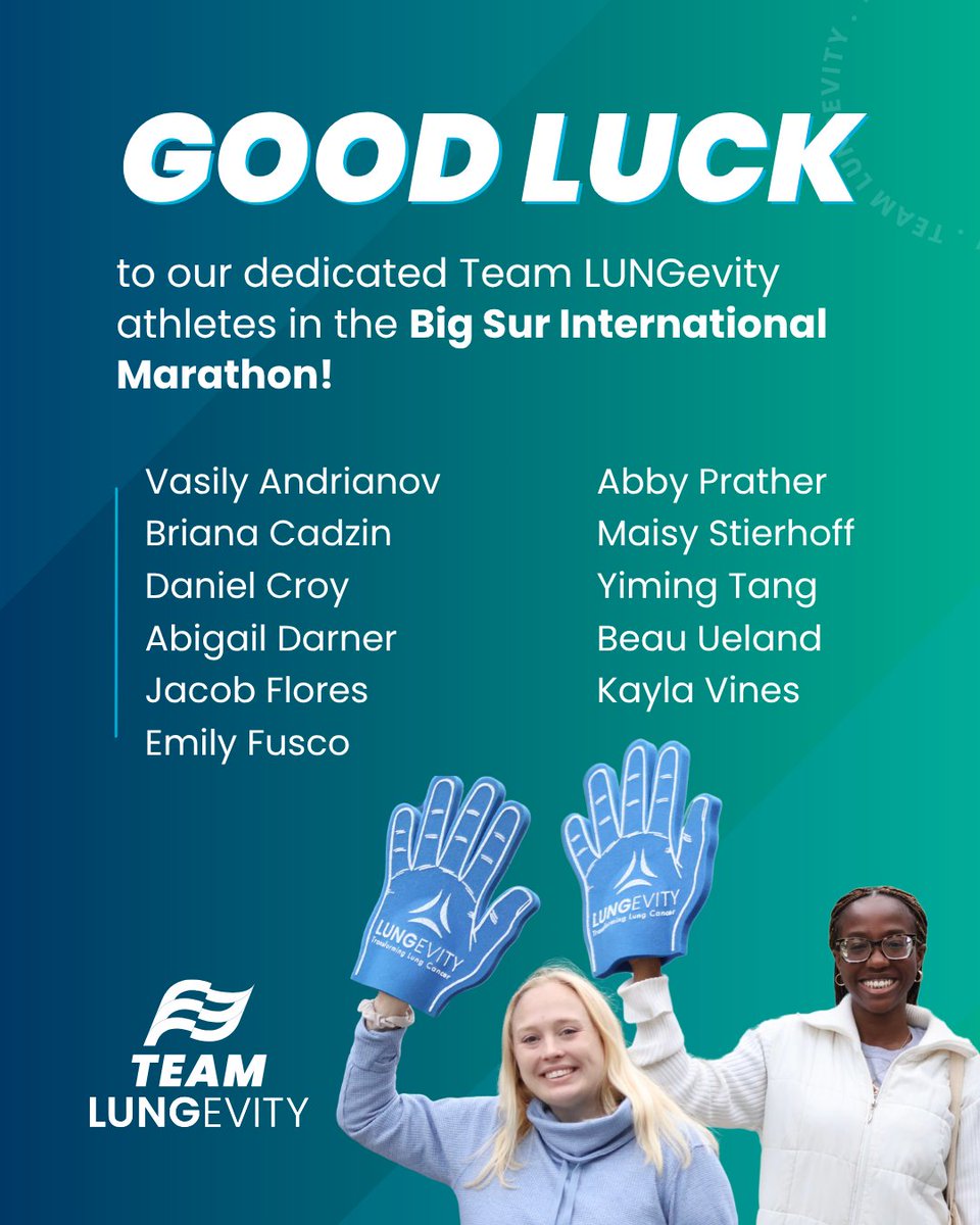 LUNGevity's tweet image. Team LUNGevity is taking on the Big Sur International Marathon this weekend and we are sending all of the athletes good luck! Check out teamlungevity.org if you are interested in participating in a future endurance event!

#bigsur #lcsm #lungcancerawareness #charitypartner