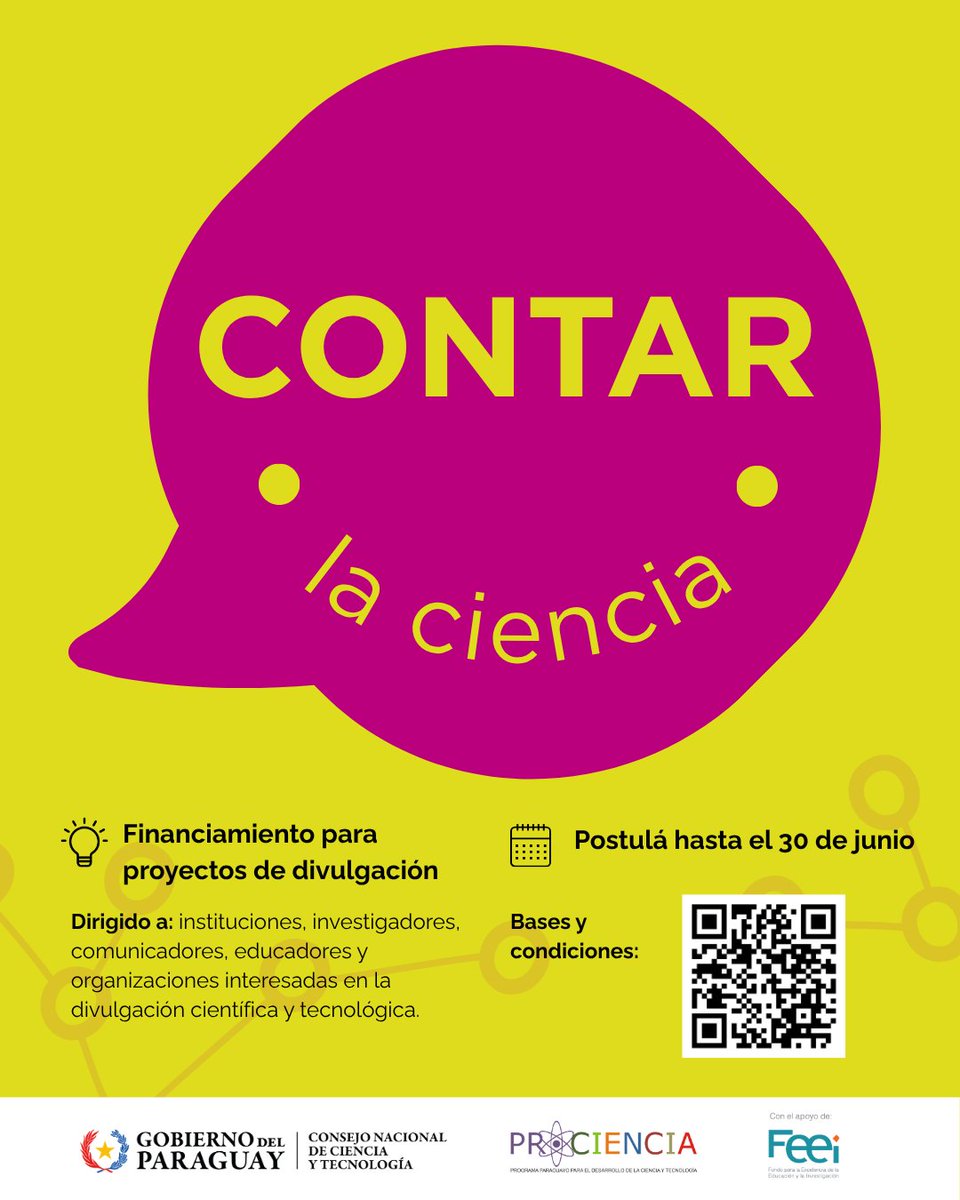 📢🔬 ¿Tenés una idea para contar la ciencia?

El CONACYT invita a presentar propuestas de divulgación científica para acercar el conocimiento a la gente de forma clara, útil y creativa. 💡📚

🔗 Más info: goo.su/37lBqQG