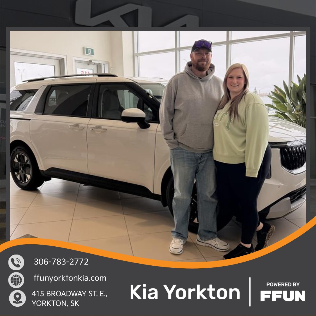 ffunkiayorkton's tweet image. 🎉 Sold! 🎉
Justin &amp;amp; Brittney are rolling out in their  brand new 2026 Carnival LX Plus HEV 🚐⚡
Big smiles, big space, and big hybrid efficiency. Welcome to the FFUN Kia Yorkton family! 💙
#Sold #Carnival #HEV #FFUN #Kia #Yorkton #Sask