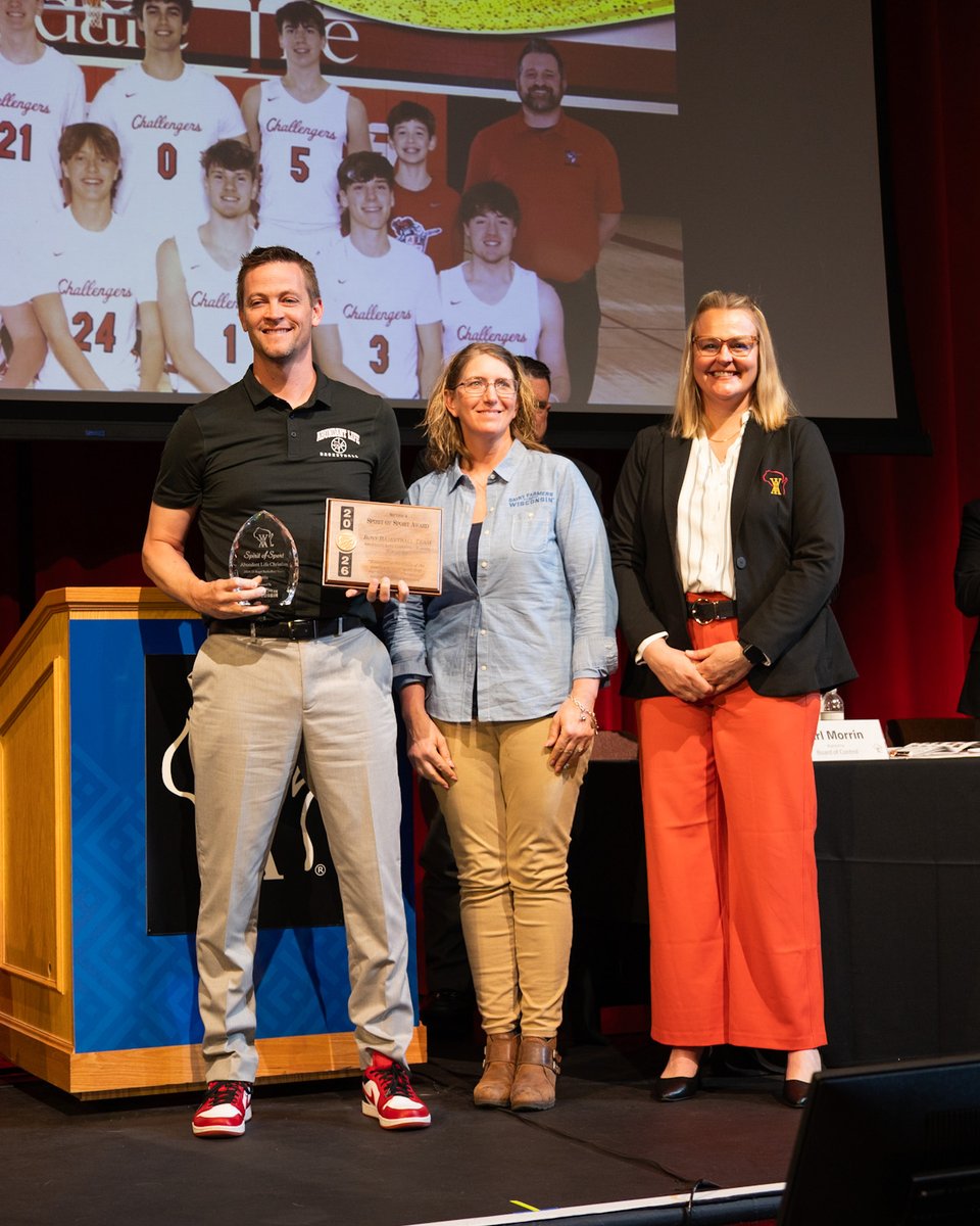 wiaawi's tweet photo. The 2024–25 Abundant Life Christian boys basketball team, represented by head coach and athletic director Mike Thies, was honored at today’s Annual Meeting with the 2026 WIAA & NFHS Section 4 Spirit of Sport Award.

The recognition highlights the team’s remarkable resilience, steadfast faith and commitment to playing for a greater purpose and their community following the tragic school shooting on December 16, 2024.

Full story ➡️ https://t.co/gj4WmPPJeM  #WIAAAnnualMeeting2026 #SpiritOfSport @nfhs_org