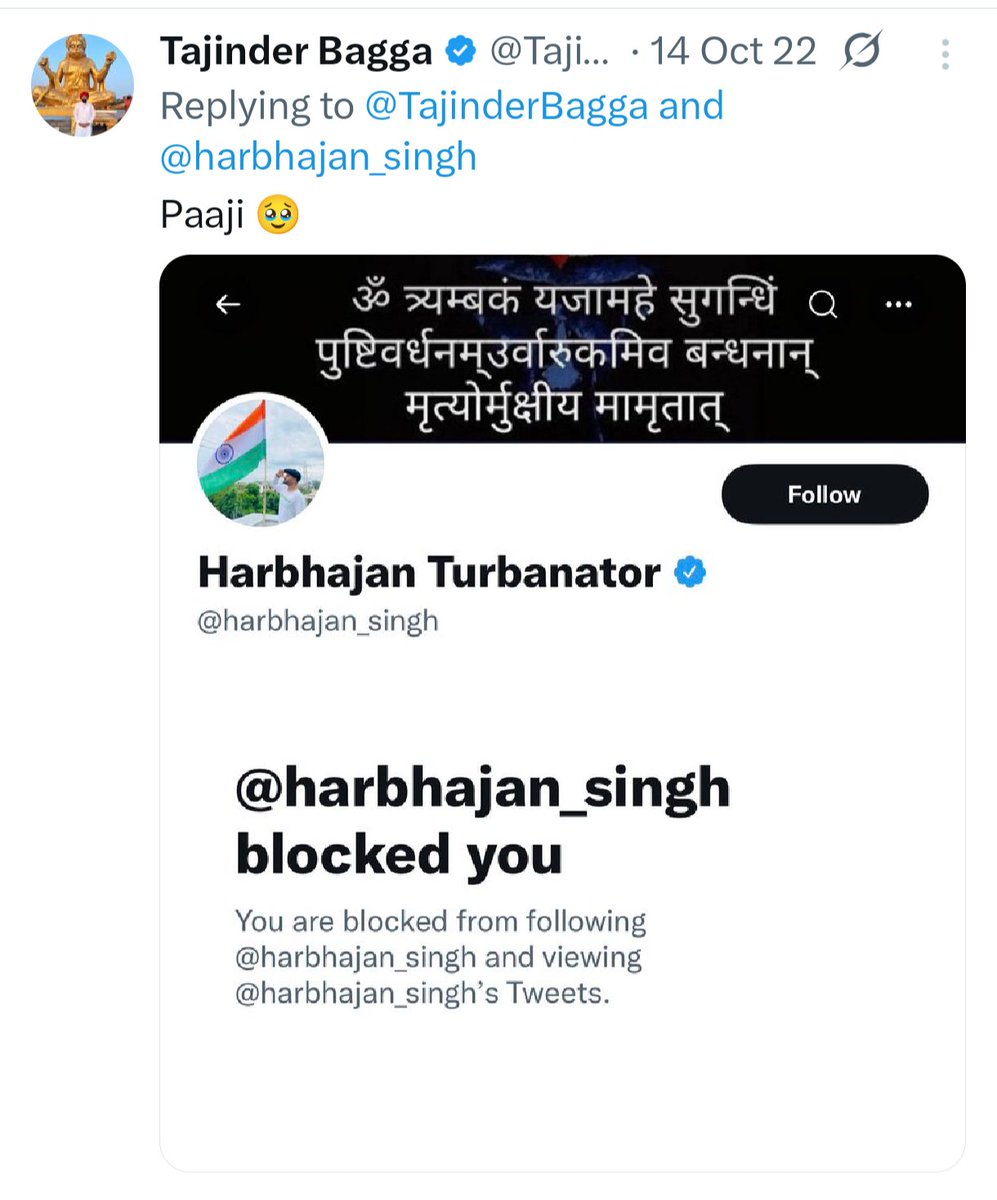 IceRogueX's tweet photo. @TajinderBagga @harbhajan_singh Don’t forget to get yourself unblocked by your Bhaaji Paaji first...!!! https://t.co/mYu1q3oiuG