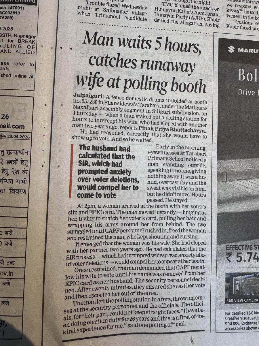 Story that caught my attention 🔥

Man catches his runaway wife in a polling booth 😂