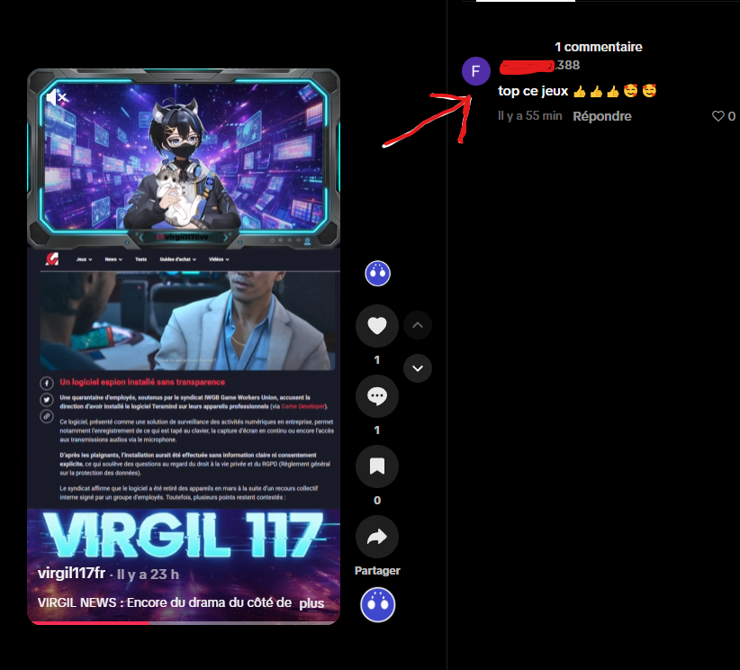 virgil117live's tweet photo. Vous pensez que c’est vraiment une personne qui a aimé le jeu ou que c’est un bot envoyé sur Internet par #buildarocketboy ? 
Personnellement, avec ce que je dis dans la vidéo, j’ai de sérieux doutes.
#mindseye https://t.co/9iWCAx7kDW