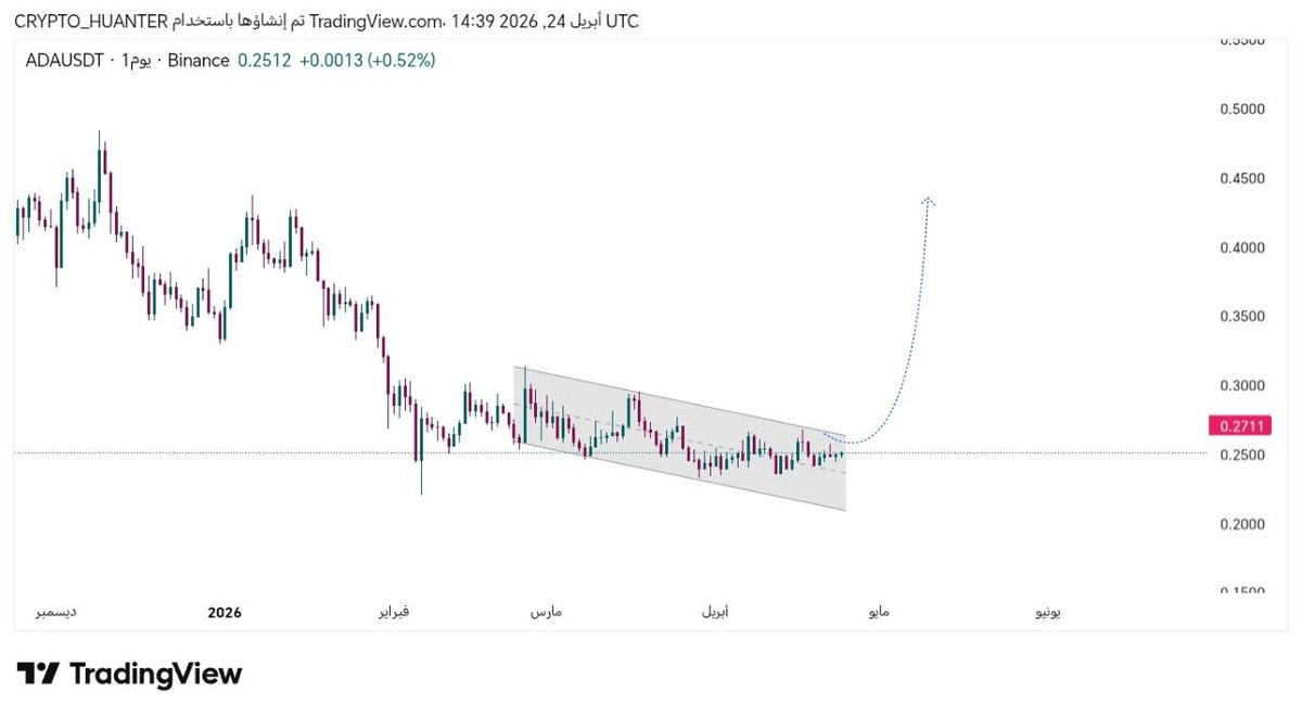 Crypto_Ayman's tweet image. 🚨 عملة #ADA على وشك حركة قوية!

السعر يتحرك داخل قناة هابطة واضحة على الفريم اليومي، مع ضغط بيعي مستمر لكن بدأ يظهر تماسك عند منطقة 0.25$

📊 السيناريو الأهم: اختراق الحد العلوي للقناة = بداية انعكاس صاعد قوي

🎯 الأهداف المتوقعة: 0.30$ 0.35$ 0.40$+

❌ أما في حال الفشل: كسر