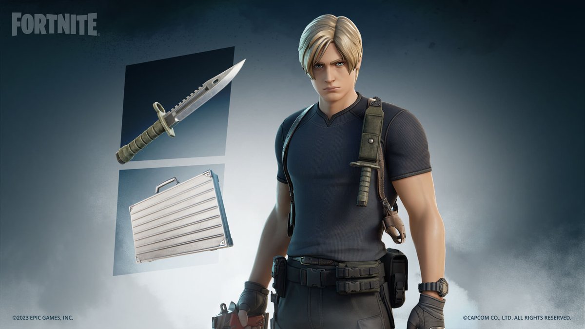 FLASHBENNI's tweet photo. Leon S. Kennedy's voice actor (Nick Apostolides) says he wants the Leon skin to return to Fortnite 

after a fan asked him about the Resident Evil collaboration 👀

His skin could be returning soon!

Via: @ShiinaBR | #Fortnite https://t.co/jjPrZCTdsH
