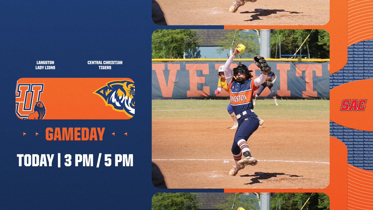 LangstonSports's tweet photo. 🥎 GAMEDAY 🥎

🆚 | Central Christian 
⏰ | 3 pm / 5 pm 
📍 | McPherson, Kan.
📺 | https://t.co/2VX5nYx9Yu

#goLions | #WeRoar https://t.co/jaP42Meb0E