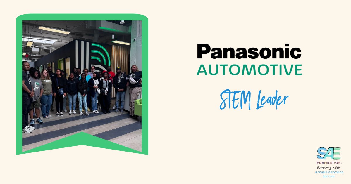 FoundationSAE's tweet image. We’re proud to announce @panasonic as a STEM Leader sponsor for the 2026 SAE Foundation Annual Celebration. We’re grateful for their commitment to STEM education and for helping inspire and encourage the next generation of innovators.
#STEMEducation #SAEFoundation40