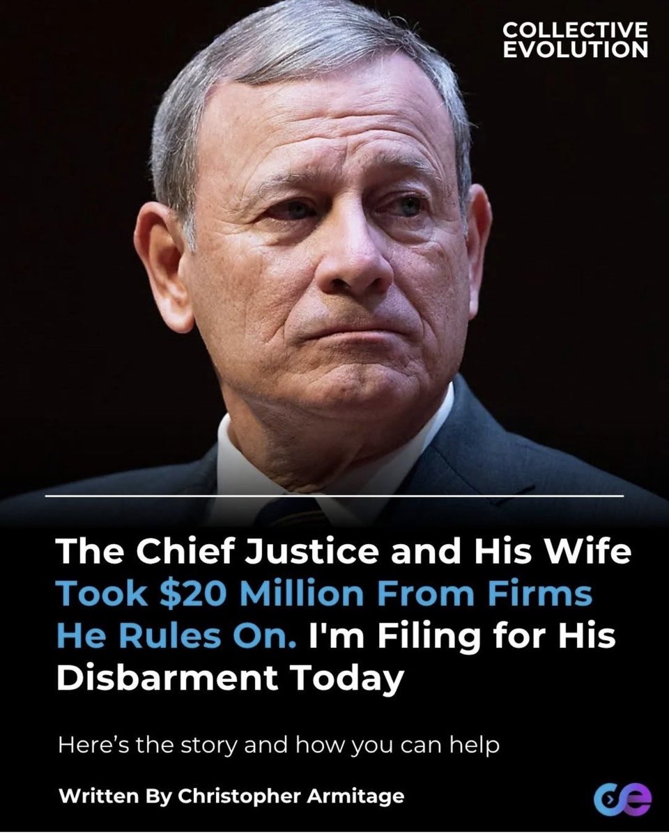 415holgate's tweet photo. How can any sane American trust the #CompromisedSCOTUS when the Chief Justice is engaged in illegal dealings?
👇🏿👇🏿👇🏿 https://t.co/KOuLmWTISK